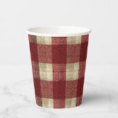 Elegant Burgundy Ivory Rust Red Plaid Pattern 紙コップ (左)