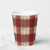 Elegant Burgundy Ivory Rust Red Plaid Pattern 紙コップ (右)