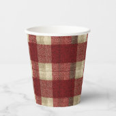 Elegant Burgundy Ivory Rust Red Plaid Pattern 紙コップ (正面)