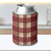 Elegant Burgundy Ivory Rust Red Plaid Pattern 缶クーラー