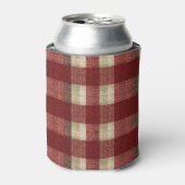 Elegant Burgundy Ivory Rust Red Plaid Pattern 缶クーラー (缶正面)