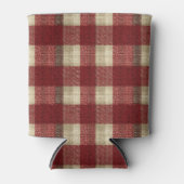 Elegant Burgundy Ivory Rust Red Plaid Pattern 缶クーラー (正面)