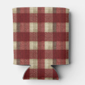 Elegant Burgundy Ivory Rust Red Plaid Pattern 缶クーラー (裏面)