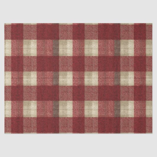Elegant Burgundy Ivory Rust Red Plaid Pattern 薄葉紙 (正面)