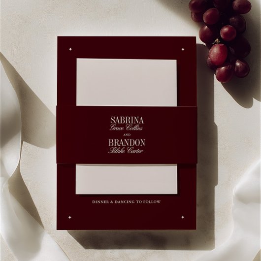 Elegant Burgundy & Ivory Wedding  招待状ベリーバンド