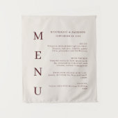 Elegant Burgundy & Ivory Wedding Bar Menu タペストリー (正面)