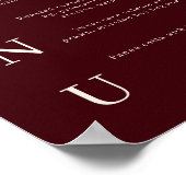 Elegant Burgundy & Ivory Wedding Bar Menu ポスター (角)