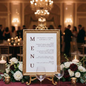 Elegant Burgundy & Ivory Wedding Bar Menu ポスター