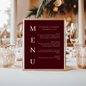 Elegant Burgundy & Ivory Wedding Bar Menu ポスター