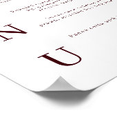 Elegant Burgundy & Ivory Wedding Bar Menu ポスター (角)