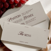 Elegant Burgundy & Ivory Wedding Dinner Menu Card メニュー