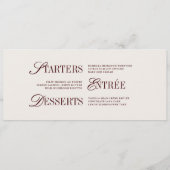 Elegant Burgundy & Ivory Wedding Dinner Menu Card メニュー (裏面)