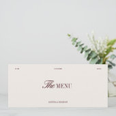 Elegant Burgundy & Ivory Wedding Dinner Menu Card メニュー (スタンド正面)