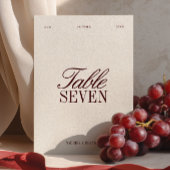 Elegant Burgundy & Ivory Wedding Table Number 招待状