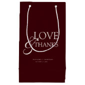 Elegant Burgundy & Ivory Wedding Thank You スモールペーパーバッグ (正面)