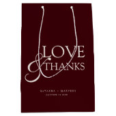 Elegant Burgundy & Ivory Wedding Thank You ミディアムペーパーバッグ (正面)