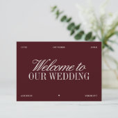 Elegant Burgundy & Ivory Wedding Welcome Card 招待状 (スタンド正面)
