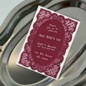 Elegant Burgundy Lace Trendy New Year’s Eve Party 箔招待状