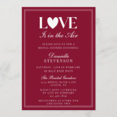 Elegant Burgundy Love Is in the Air Bridal Shower 招待状 (正面)