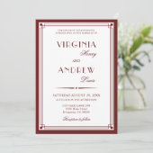 Elegant Burgundy Luxury Old Money Wedding 招待状 (スタンド正面)