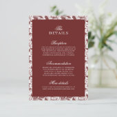 Elegant Burgundy Luxury Old Money Wedding Details エンクロージャーカード (スタンド正面)