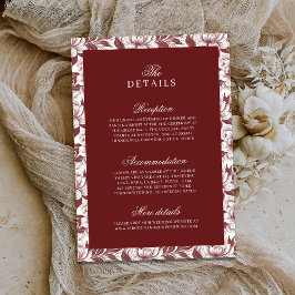 Elegant Burgundy Luxury Old Money Wedding Details エンクロージャーカード