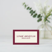 Elegant Burgundy Makeup Artist with QR Code 名刺 (スタンド正面)