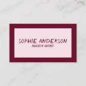 Elegant Burgundy Makeup Artist with QR Code 名刺 (正面)