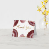 Elegant Burgundy Marble & Gold Agate Thank You  カード (黄色い花)