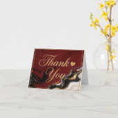 Elegant Burgundy Marble & Gold Thank You  カード (黄色い花)