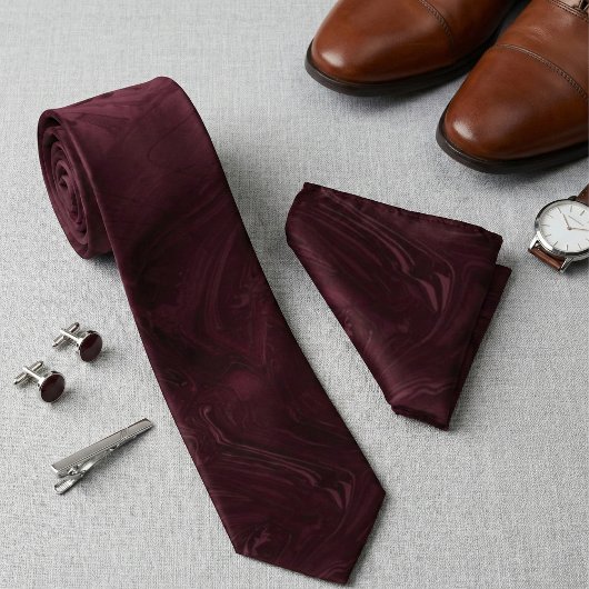Elegant Burgundy Marble Swirl Pattern ネクタイ