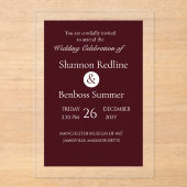 Elegant Burgundy Minimalist アクリル招待状 (正面)