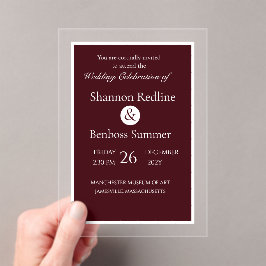 Elegant Burgundy Minimalist アクリル招待状