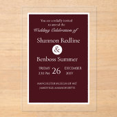 Elegant Burgundy Minimalist アクリル招待状 (正面)