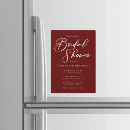 Elegant Burgundy Minimalist Bridal Shower マグネット招待状