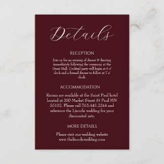 Elegant Burgundy Minimalist Wedding エンクロージャーカード