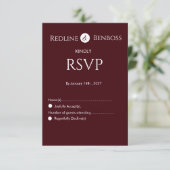 Elegant Burgundy Minimalist Wedding  出欠カード (スタンド正面)