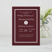 Elegant Burgundy Minimalist Wedding 招待状 (スタンド正面)