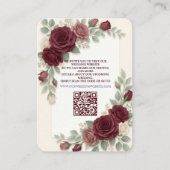Elegant Burgundy  Modern QR Code Wedding エンクロージャーカード (正面)