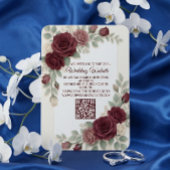 Elegant Burgundy  Modern QR Code Wedding エンクロージャーカード