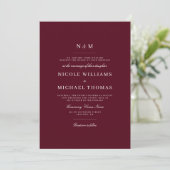 Elegant Burgundy Monogram Classic Wedding 招待状 (スタンド正面)