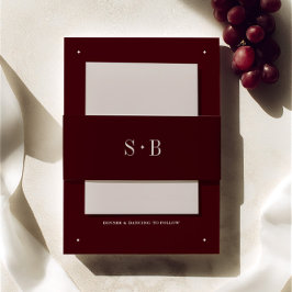 Elegant Burgundy Monogram Wedding  招待状ベリーバンド