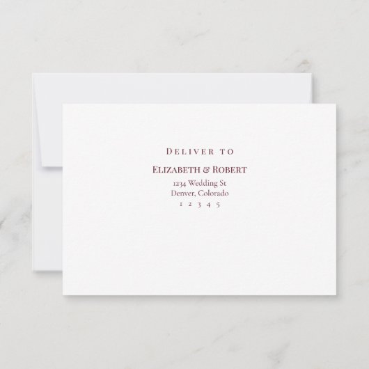 Elegant Burgundy Monogram Wedding RSVP Card (裏面)