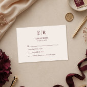 Elegant Burgundy Monogram Wedding RSVP Card