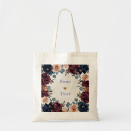 Elegant Burgundy & Navy Floral Bridesmaid Tote Bag トートバッグ