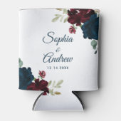 Elegant Burgundy & Navy Rustic Wood Wedding 缶クーラー (正面)