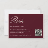 Elegant Burgundy Old Money QR Code Wedding 出欠カード (正面)