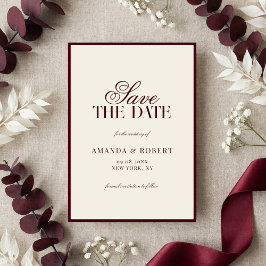 Elegant Burgundy Old Money Wedding セーブザデート