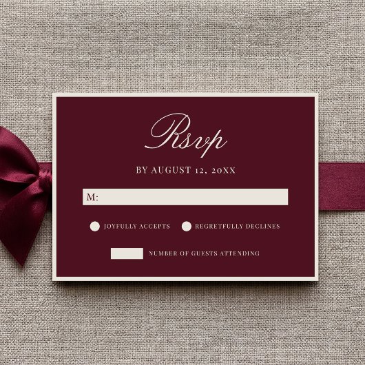 Elegant Burgundy Old Money Wedding 出欠カード