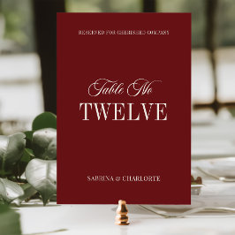 Elegant Burgundy Old Money Wedding Table Number テーブルナンバー